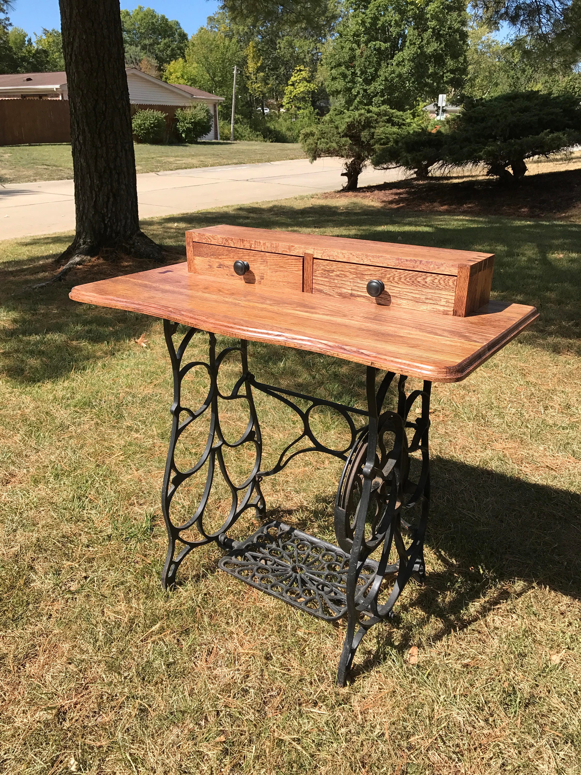 Desk on Treadle Sewing Machine Base