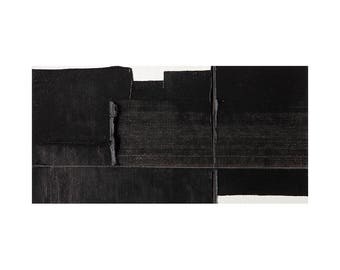 Monochrome Original Painting Small Abstract Art Contemporary Minimalist Artwork on Canvas Wall Home Decor Matted Ready To Frame 4 x 8 inches