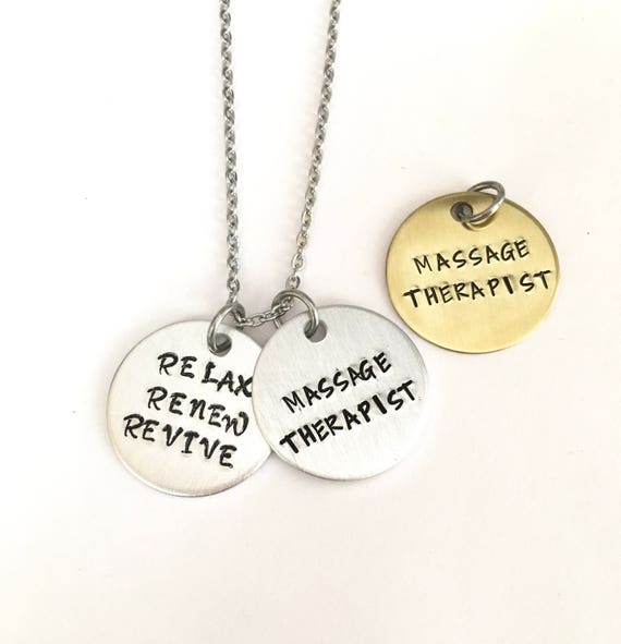 Massage therapist necklace or keyring massage therapy relax