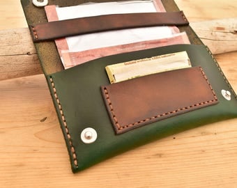 leather tobacco pouch green vintage