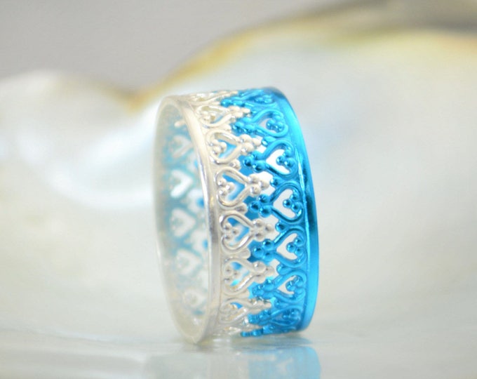 Dainty Blue Crown Ring, Blue Princess Crown Ring, Princess Ring, Tiara Ring, Queen Ring, Blue Ring, Blue Princess Ring, Blue Crown Ring