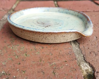 Pottery Spoon Rest Wheel Thrown Speckled Brown Stoneware Clay Handmade