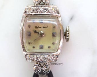 Vintage Mathey-Tissot 14K White Gold Diamond Watch