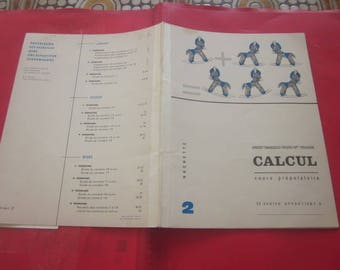 32 pages I learn the Calculus Writing Book Hachette-French vintage craft book children school notebook school-France, used, written, colored
