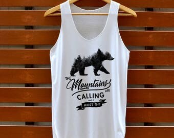 Mountains are Calling Shirt - Camping Shirt - Hiking Shirt - Wild Bear T-Shirt - Bear Tank Top - graphic T-Shirt Tank Top Unisex