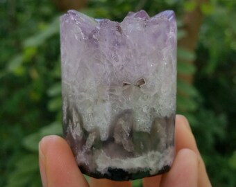 amethyst cylinder with cacoxenite, amethyst core