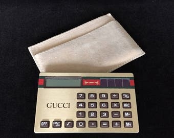 1970's Gucci calculator solar cell calculator vintage Aurora Consumer Calculators made in Taiwan small solar calculator collectible Gucci