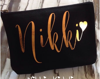 Personalised makeup bag, bridesmaid present, personalised makeup pouch, pencil case, personalised cosmetic purse.