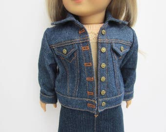 Blue denim jean jacket for 18 inch doll such as American Girl and My Imagination
