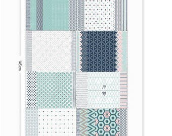 fabric square cotonhabillement 6.8 m blue white triangles