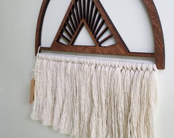 Macrame Wall Hanging, Woven Wall hanging, Wood Art, Fiber Art "Universe"