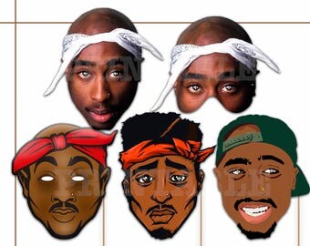 Unique Tupac Singer Printable Masks, paper costumes, Movie actor, Rapper, party mask, Hip hop artist, photo booth props, Halloween masks