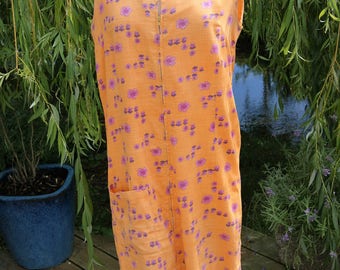 1960's Orange Floral Summer Shift Dress