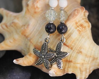 Mermaid earrings starfish nautical jewelry mermaid gift beach party traveler gift summer vocation inspiration earrings starfish earrings
