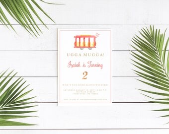 Daniel Tiger, Daniel Tiger Party, Daniel Tiger Invitation, Invitation, Birthday, Birthday Invite, Trolley Invite, Watercolor Daniel tiger