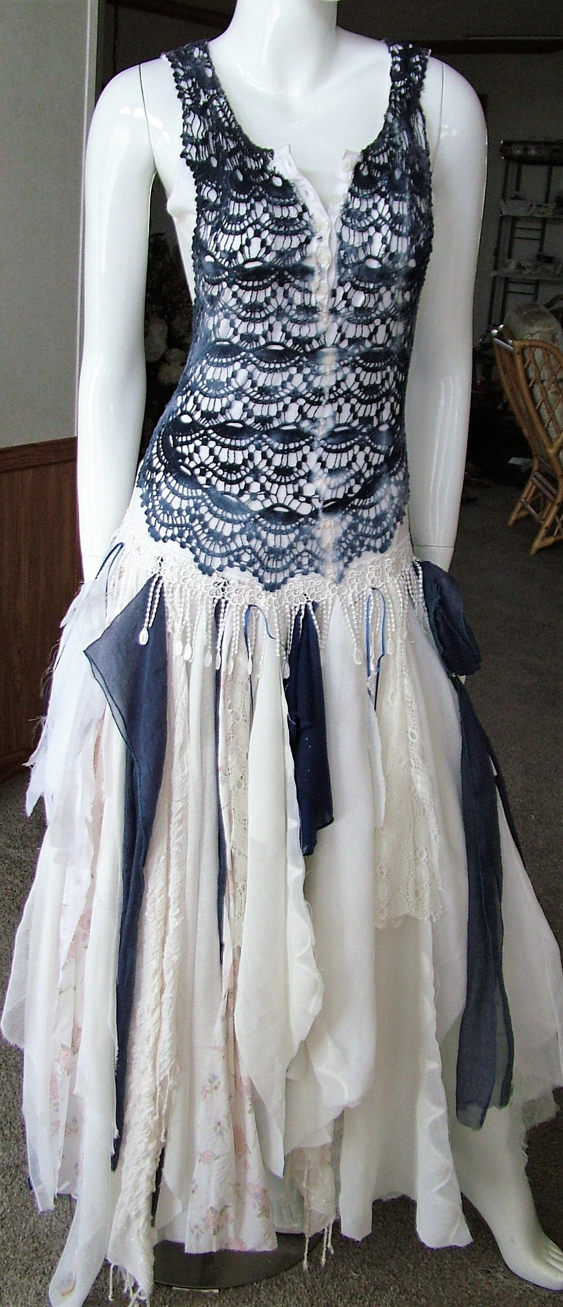 Tie dye hippy wedding dress beach alternate ragged tattered Tie dye hippy wedding dress beach alternate ragged tattered