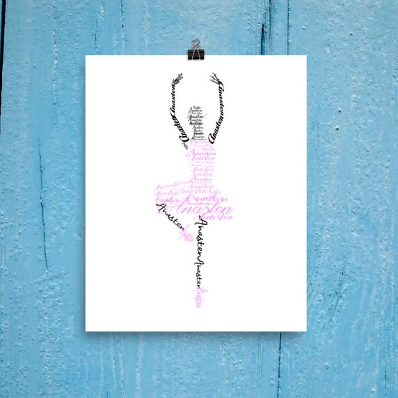 Personalized Ballerina Name Art Ballet Gifts Girls Room
