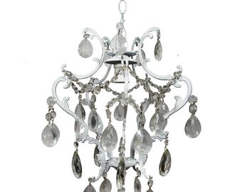 Antique Chandelier Vintage Chandelier White Chandelier Shabby Chic Light Crystal Chandelier White ceiling light Shabby Chic Decor