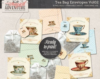 DIY Gifts For Friends, Gift For Tea Lover, Tea Time, Shabby Chic Tea Packets, Dot Pattern Paper, Tea Labels Printable, Tea Bag Envelopes