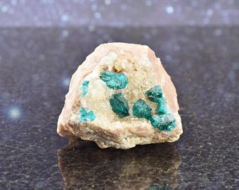 Dioptase Crystals with Matrix from Namibia | Rare Natural Raw Crystal Mineral