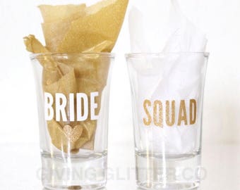 Bride - Squad // Bachelorette Party Shot Glasses - Bridal Party Shot Glasses - Bachelorette Party Favors