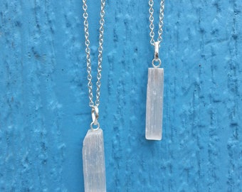 Selenite Necklace* Crystal Pendant* Crystals* Selenite* Necklace* Jewelry* Gift for Her* Silver Plated* Handmade* Natural Jewelry