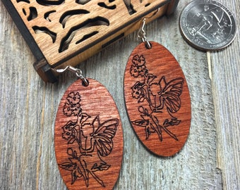 Laser cut wood earrings #17