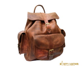 WAXED LEATHER BACKPACK from 100% Full Grain Leather