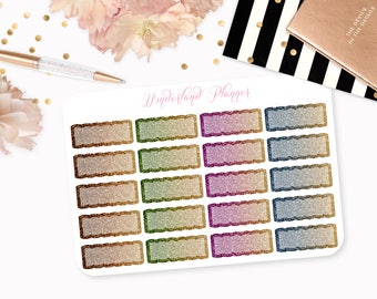 Ombre Glitter Scallop Quarter Boxes Functional Planner Stickers // Quarter Box Designs // Perfect for Erin Condren Vertical Life Planner