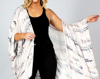 Kimono, Boho Kimono, Boho Clothing, Kimono Coverup, Oversized Kimono, Coverup, Swimsuit Coverup, Blue White Kimono, Tie Dye, Beach Coverup