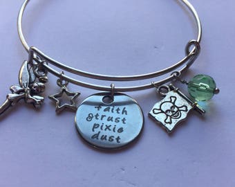 peterpan pixie dust tinkerbell neverland bangle bracelet