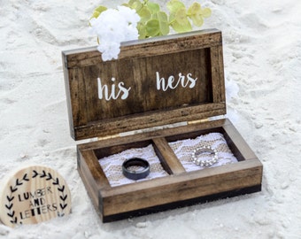 Wedding Ring Box - Rustic Wedding Ring Box - Wood Ring Box - Ring Bearer Box - Primitive Ring Box - Handmade Ring Box - - Double Ring Box