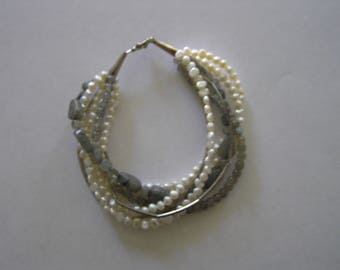 Labradorite pearl and sterling silver bracelet
