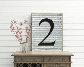 Family Number Sign, printable, corrugated metal, corrugated metal sign, family number, sign wall, farmhouse, gallery wall decor, printables