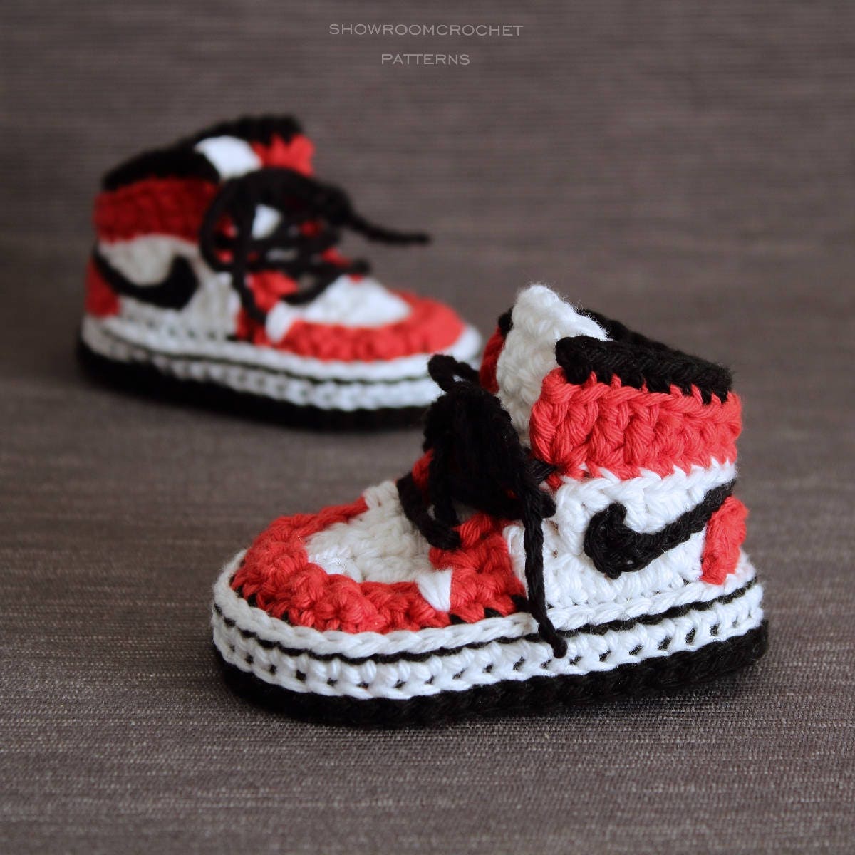 Crochet PATTERN. Air Jordans style baby sneakers.