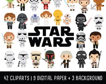 Star wars Clipart Bundle, Disney Star Wars clip art, starwars clipart, darth vader, star wars party, Instant Download PNG 300 - dpi