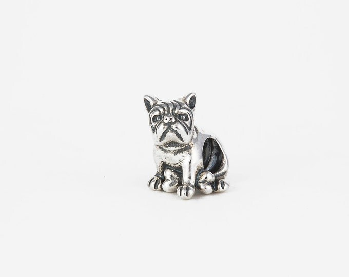 French Bulldog Charm | Silver Jewellery Bead, Animal Charms for Bracelet, Charm Necklace Gift for Her, Delicate Puppy Dog Charm