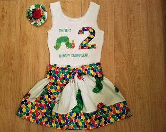 The Very Hungry Caterpillar Inspired Tank Top Birthday Set, Infant Birthday, Toddler Birthday, Hungry Caterpillar,First Birthday
