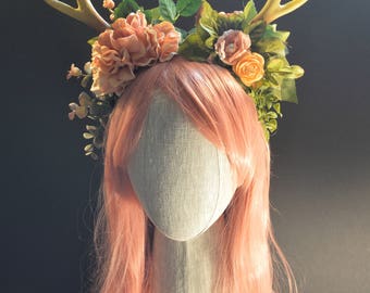 Blushy Pink Floral Antler Headband