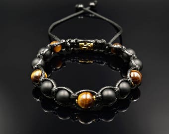 Men's Shamballa Bracelet Onyx Bracelet Gemstone Bracelet Gift for Men Beaded Bracelet Tiger's eye Bracelet Men's Jewelry Men Bead Bracelet