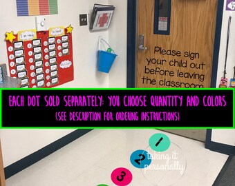 Classroom Line Up Floor Dots INDIVIDUALLY SOLD Vinyl