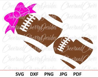 Football Heart SVG Football Bow Svg Football Monogram Svg Football with Bow SVG Htv Vinyl Football Mom SVG American Football Ball Svg Dxf
