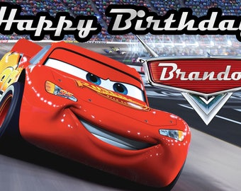 Cars Birthday Banner 2'x3.5' // Custom Vinyl Banner // Kids Birthday Backdrop // Cars Wall Decor // Cars Banner