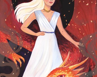 Daenerys Targaryen - Game of Thrones Illustrated Print