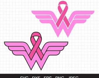 Wonder Woman Breast Cancer Awareness svg, Cancer Awareness ribbon svg, cutting files for CirCut & Silhouette