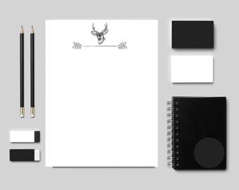 Stag Letterhead Letter Writing Set Staghead Stationery Printable Paper Digital Paper Stag Head Stationary Downloadable Paper Bogo Free