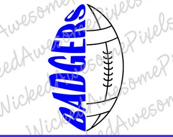 Badgers Football svg, School Team svg, Mascot svg, Badgers Cut File, School Sport svg, Badgers Iron On, Digital Download, EPS, PNG, DXF