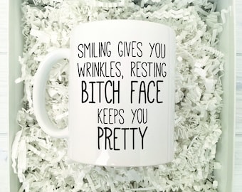 Resting Bitch Face, Bitch Face, Curse Words, Female Mug, Funny Coffee Mug, Resting Bitch Face Mug, Bitch Mug, Bitch, Profanity Mug