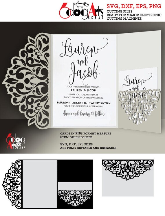 2 Floral Lace Card Templates Digital Cut SVG DXF Files