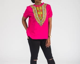 Dashiki Print Smocked Skater Dress main image 1